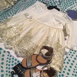 Baby girl outfit. Dress and sandal combo.